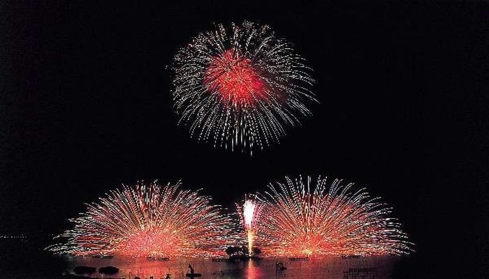 湖畔の花火大会